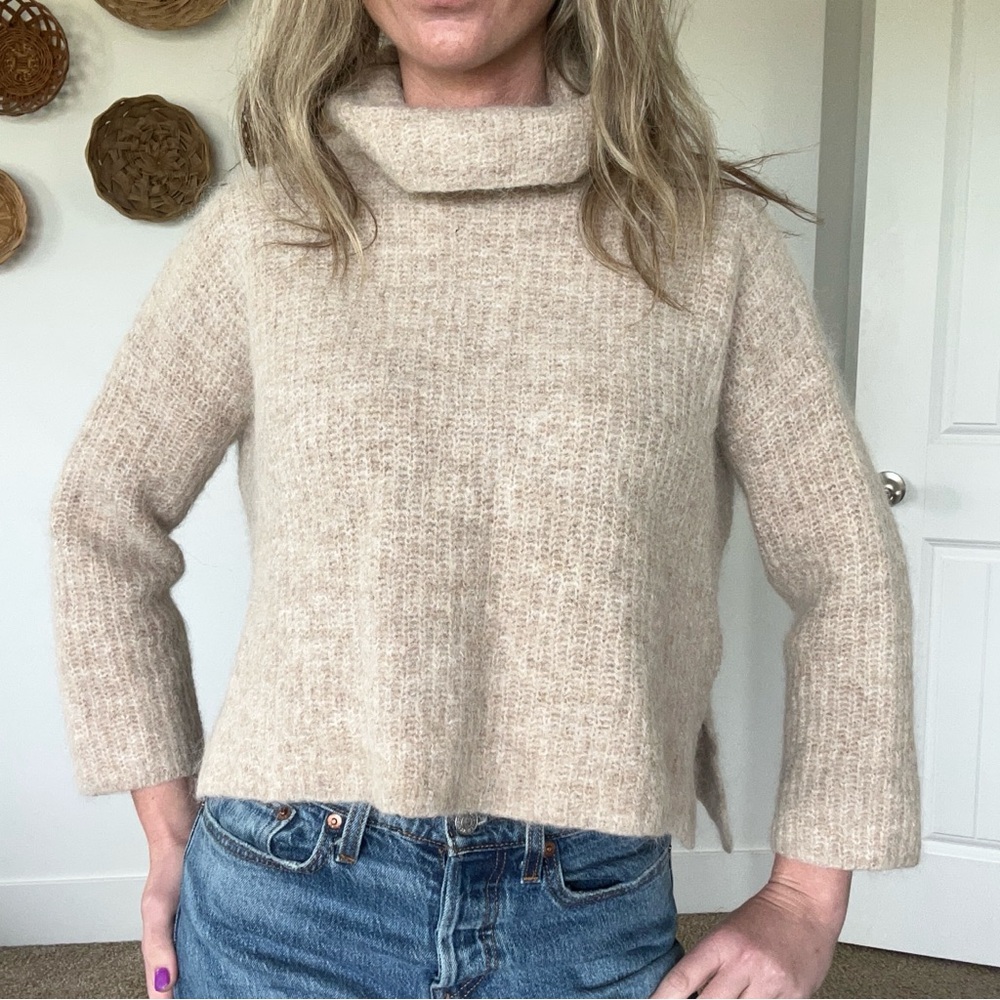 Opus •S• Parja Oatmeal Wool Alpaca Blend Neutral Turtleneck Sweater